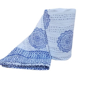Handblok print Indiase handgemaakte Kantha quilt kantha sprei decoratieve Indiase deken grootte multi