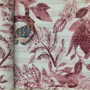 Kantha Quilt,Owls Print,Handmade Blanket, Bedspread,Throw Indian Kantha Quilt,Queen Quilts,Modern Kantha Quilt,Bohemian Kantha Quilt,Sale