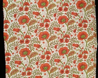 Handmade Floral Kantha Quilt, Indian Queen Bedspread
