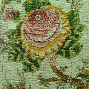 indian beige color handmade floral pattern kantha quilt,bedspread perfect bed matching  kantha Size-multi