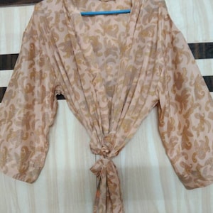 Silk Sari Kimono Robe Summer Kimono Dress Dressing Gown Kimono Cardigan Satin Beach Robes Sari Kimono Indian Silk Kimono Indian Linen Kimono