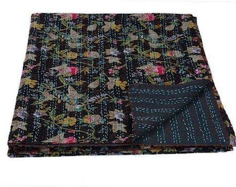Handgenähte Kantha Quilt Tagesdecke aus Indien