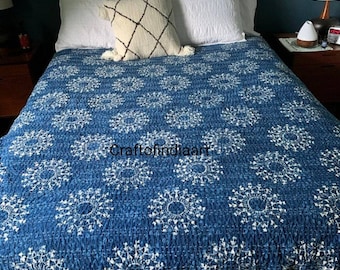 Blue Kantha Quilt Ropa de cama Bedcover Queen Size Cotton Quilt Boho Colcha Coverlet Queen Quilt Para la Venta Índigo Colcha de colcha Bedpread