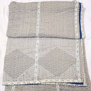 Gift For Her Indian Cotton Kantha Quilt Bedding Bedcover Queen Size Cotton Quilt Bohemian Bedspread Coverlet Queen Size Quilt