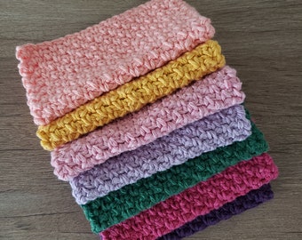 Cotton crochet washcloths, mug rug, hot pad, heat mat, towel, 7 pcs