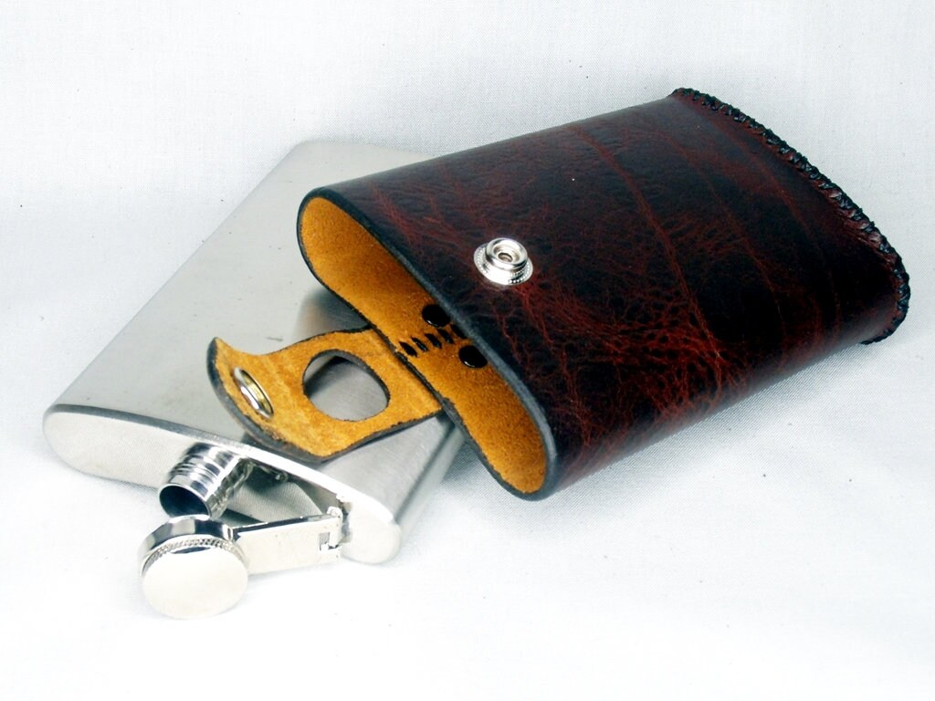 Hip Flask with Leather Cover