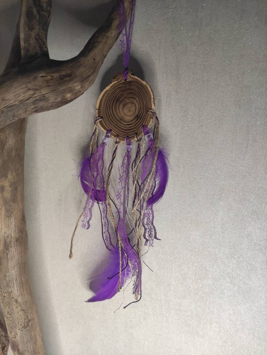 Petit Attrape Rêve Violet en Bois