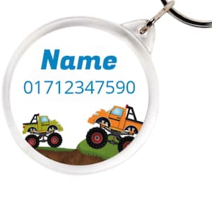 Reflektierender Anhänger Notfallnummer - Monstertruck - Notfallanhänger mit Namen