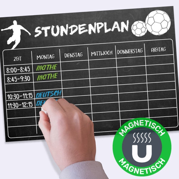 Magnetischer Stundenplan aus Tafelfolie - Fussball