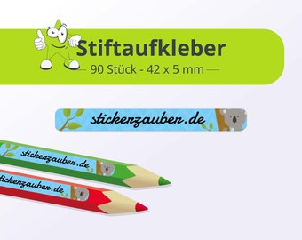 Namensaufkleber für Stifte - Koala, 90 Stück - Stiftsticker