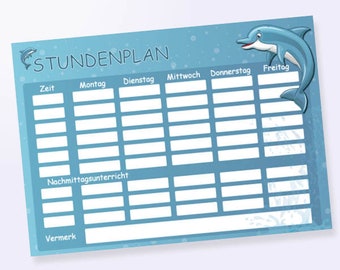 Wiederbeschreibbarer Stundenplan - Delfin