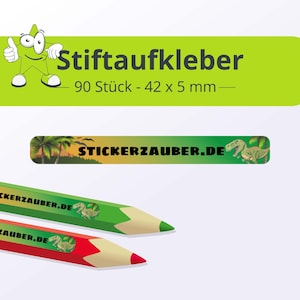 Namensaufkleber für Stifte - Dinosaurier, 90 Stück - Stiftsticker
