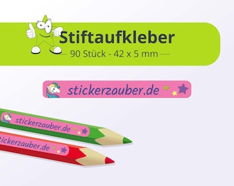 Namensaufkleber für Stifte - Einhorn, 90 Stück - Stiftsticker