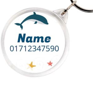 Reflective Pendant Emergency Number - Dolphin - Emergency Trailer with Name