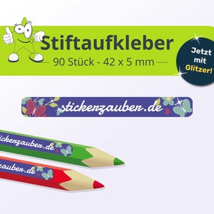 Glitzernde Namensaufkleber für Stifte - Schmetterling