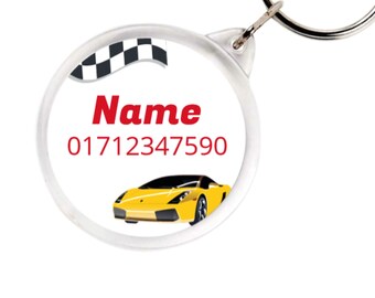 Reflective Trailer Emergency Number - Sports Car - Emergency Trailer with Name