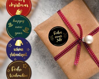 Gift sticker set with Christmas and New Year greetings