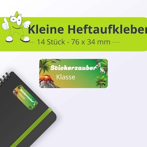 Namensaufkleber für Hefte - Dino, 14 Stück