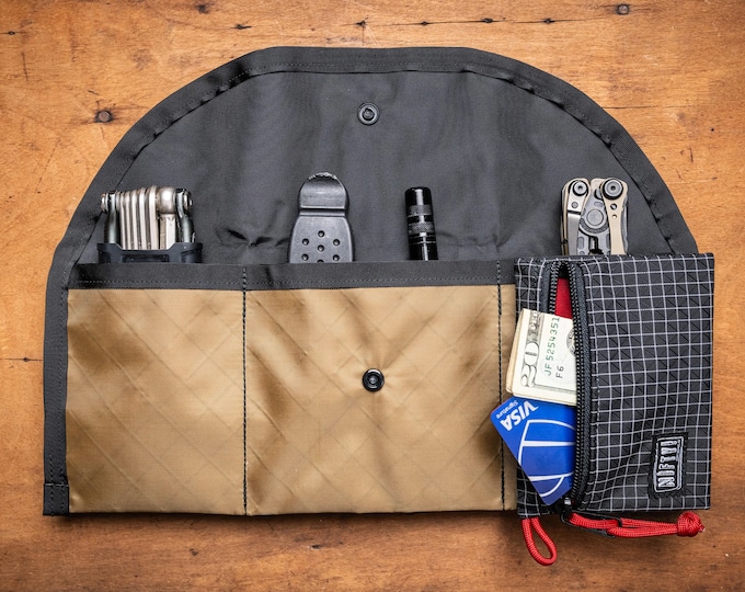 Bike Tool Roll / Saddle Bag w/ Detachable Trail Wallet / Waterproof Cycling Gear Bag