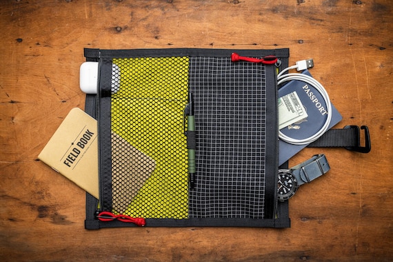 Tech Pouch / EDC Gear Bag / Travel Accessory Case / G-Hook Closure / Adventure Bag / Blue Waterproof Canvas