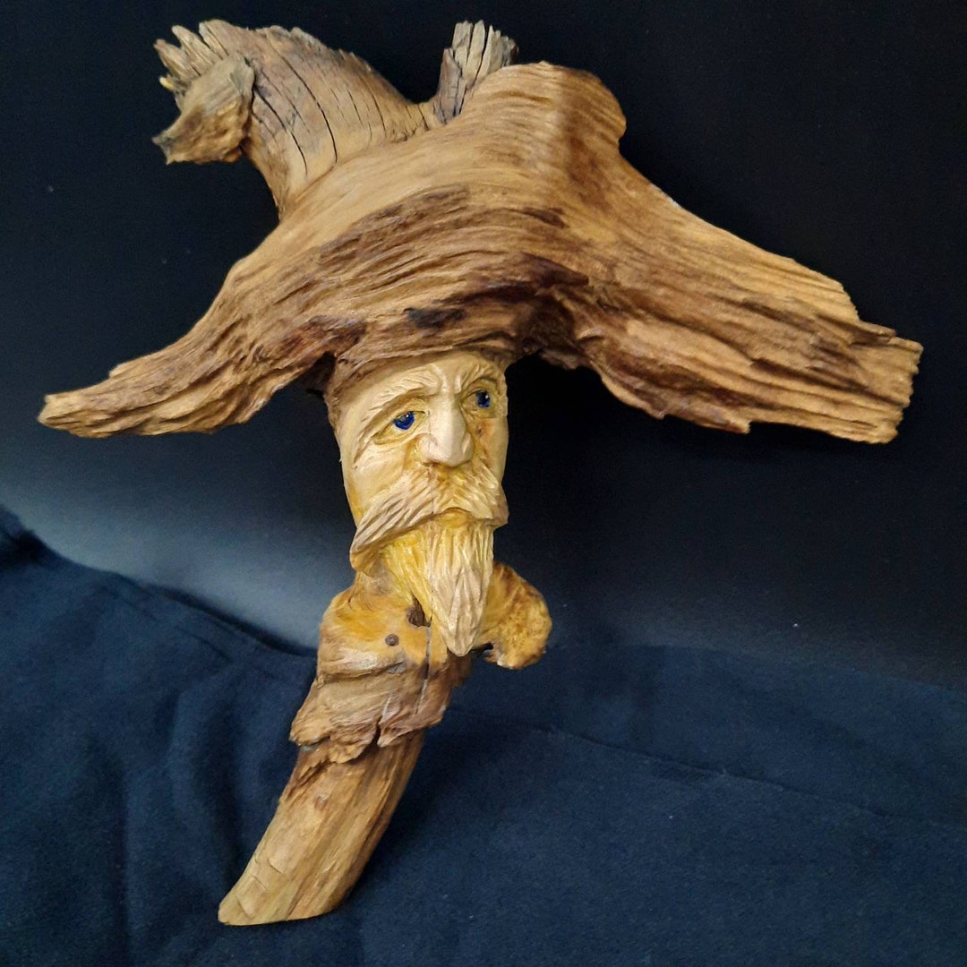 The Explorer. Pine Knot Carving. Woodspirit. Etsy