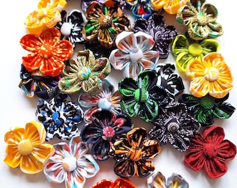 Fabric Flower Pin / Clip, Handsewn African Print Corsage, Colorful Floral Brooch