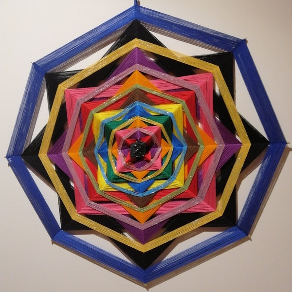 Mandala Ojos de Dios, hecho a mano, Colgante de pared.