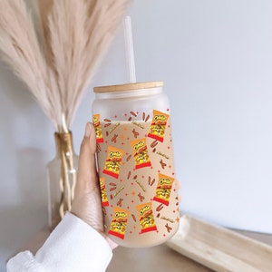 Hot Cheetos Iced coffee cup, iced coffee, mug, coffee mug, hot Cheetos, cute mug, cup, sublimated cup image 1