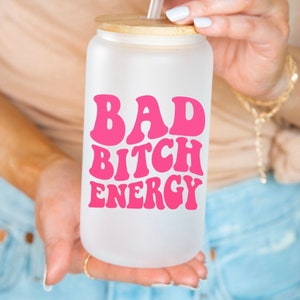 Bad bitch energy color changing iced Coffee cup,iced coffee mug, bad bitch energy, color changing, coffee mug, cup, cute cup image 1