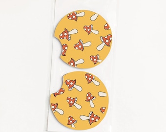 Posavasos con forma de hongo, posavasos para coche, posavasos bonitos, posavasos para coche, posavasos con forma de hongo, posavasos con forma de hongo