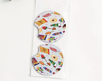 Sous-bocks voiture Esnacks, dessous de verre voiture, dessous de verre mignons, dessous de verre voiture, dessous de verre Esnacks, bonbons mexicains