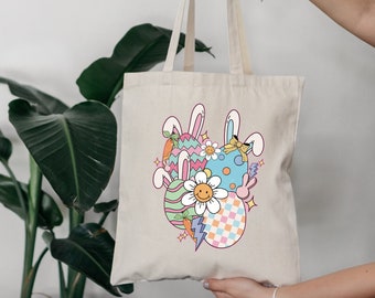 Easter tote, tote, cute tote, cute bag, bunny, Easter eggs