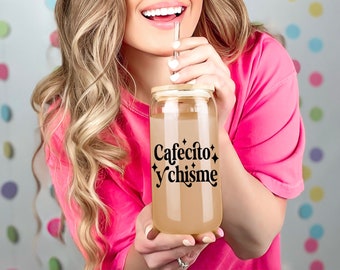 Cafecito y chisme Kaffeebecher, Cafecito Becher, Chisme Becher, Becher, niedlicher Becher, Eiskaffeebecher, mexikanische Tasse, spanische Tasse