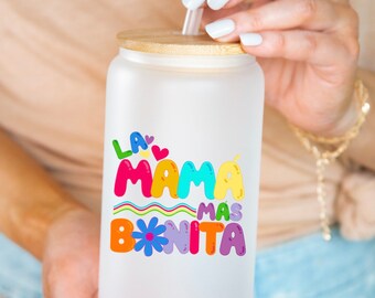 La mama mas Bonita mug, iced coffee mug, mug, cute coffee mug, trendy mug, Mother’s Day, mom, mom cup, mama, La mama mas Bonita