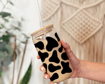 Moooooody iced coffee mug, mug, coffee mug, iced coffee mug, cow print, cow print mug, coffee, iced coffee, cow mug , cow