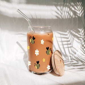 Bee coffee mug, bee, bee mug, coffee mug, iced coffee mug, bee iced coffee mug, cute mug