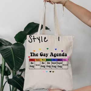 The Gay Agenda tote, gay agenda, gay tote, gay, Pride, Pride tote, queer, queer tote, cute tote