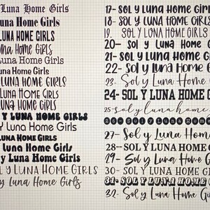 K&ouml;nnte beinhalten: Nahaufnahme einer wei&szlig;en Oberfl&auml;che mit schwarzem Text. Der Text lautet "1- Sol y Luna Home Girls", "2- Sol y Luna Home Girls", "3- SOL Y LUNA HOME GIRLS", "4- Sol y Luna Home GIRLS", "5- Sol y Luna Home Girls", "6-Sol y Luna Home Girls", "7-SOL Y LUNA HOME GIRLS", "8- SOL Y LUNA HOME GIRLS", "9- SOL Y LUNA HOME GIRLS", "10- SOL Y LUNA HOME GIRLS", "11- Sol Y Luna Home Girls", "12-SOL Y LUNA HOME GIRLS", "13- Sol Y luna Home Girls", "14- Sol y Luna Home Girls", "15-SOL Y LUNA HOME GIRLS", "16- Sol y Luna Home Girls", "17-SOL Y LUNA Home Girls", "18- SOL Y LUNA HOME GIRLS", "19. SOLY LONA HOME GIRLS", "20- sol y Luna Home Girls", "21-SOL Y LUNA Home Girls", "22- Sol y Luna Home Gir's", "23. Sol y Luna Home Girls", "24- SOL Y LUNA HOME GIRLS", "25-sal y luna home girls", "26- Sol y Luna Home Girls", "27- Sol y Luna Home Girls", "28--SOL Y LUNA HOME GIRLS", "29-Sol y Luna Howe Girls", "30- SOL Y LUNA HOME GIRLS", "31- SOL Y LUNA HOME GIRLS", "32- Sol y Luna Home Girls".