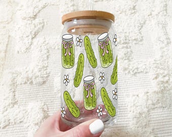 Pickle love mug, iced coffee mug, mug, cute coffee mug, pickle, pickles, pickle cup, cute cup