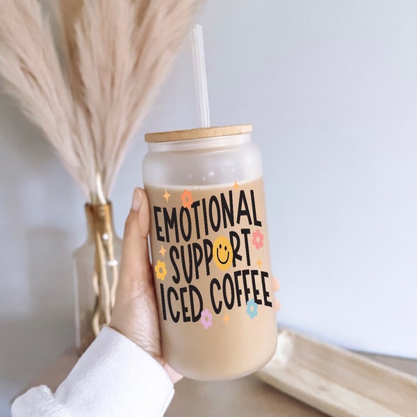 Emotional support iced coffee, cute mug, coffee, coffee mug, iced coffee mug, trendy mug, Emotional support coffee