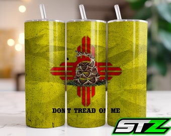 New Mexico Zia Tumbler Wrap | Gadsden Flag Tumbler Wrap | New Mexico | Don&#39;t Tread on me | American Flag cup Sublimation | 20 oz  | PNG
