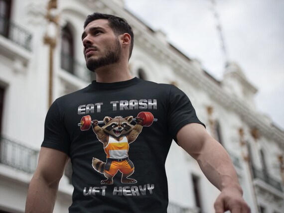 Eat Trash Lift camiseta pesada ajuste de gimnasio equipo de ejercicio camisa divertida cuello de equipo de entrenamiento culturismo ropa de rata de gimnasio regalo para novio Etsy Espana
