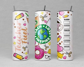 Teacher Tumbler 20oz Skinny Tumbler Design Sublimation, Custom Teacher Coffee Tumbler Template, Teacher Appreciation Tumbler - PNG Download