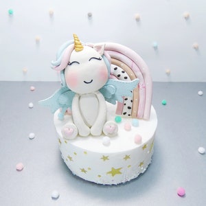Rainbow Cake Topper, Unicorn Cake Topper, Fat Unicorn Cake Topper, Angel Cake Topper, Pastel Cake Topper