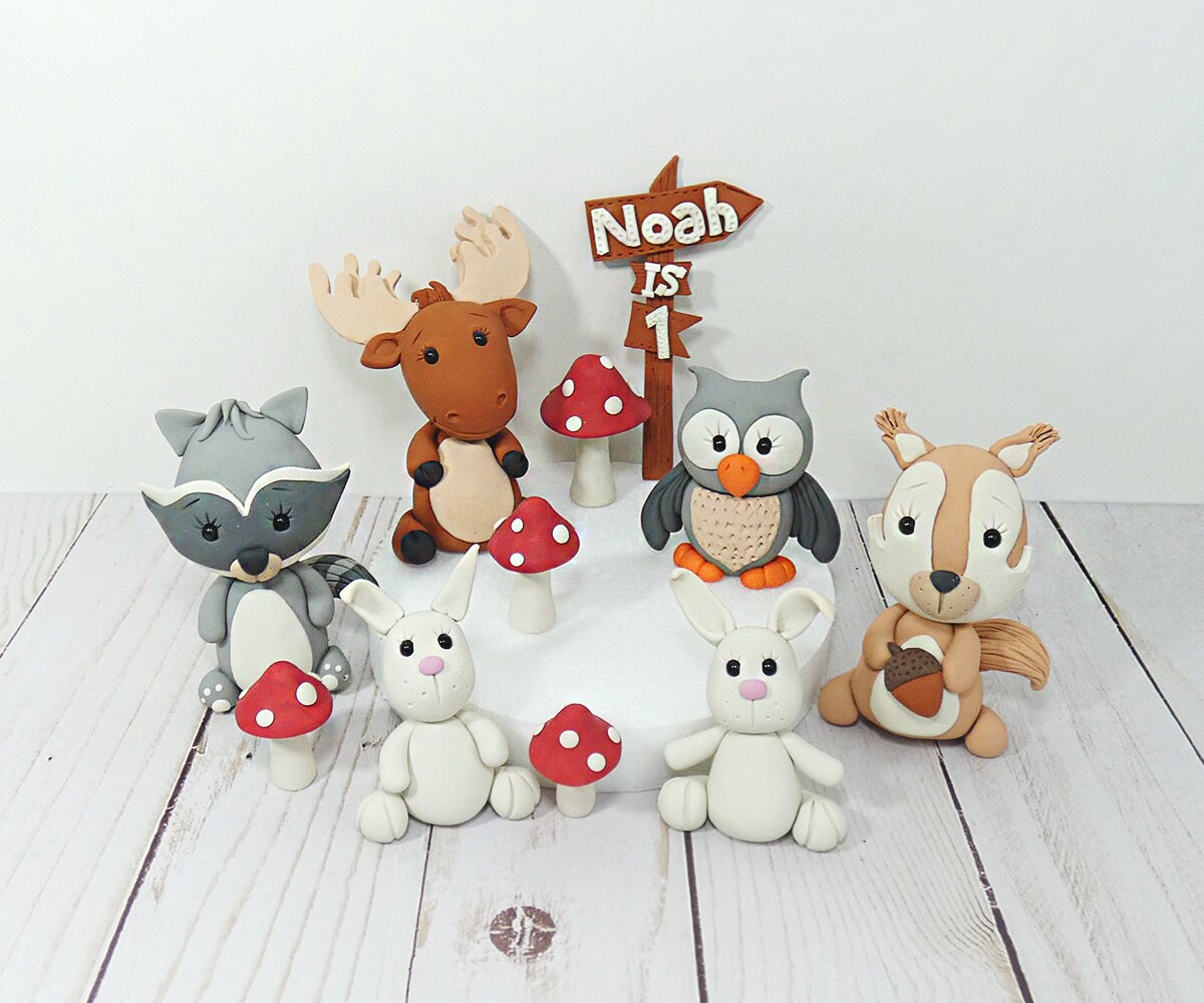 LaVenty Glitter Woodland Animals Cake Topper Wild One Cake Topper Fox First Birthday Cake Topper Woodland Wild One Birthday Decorations Woodland One Cake Topper P 31506105