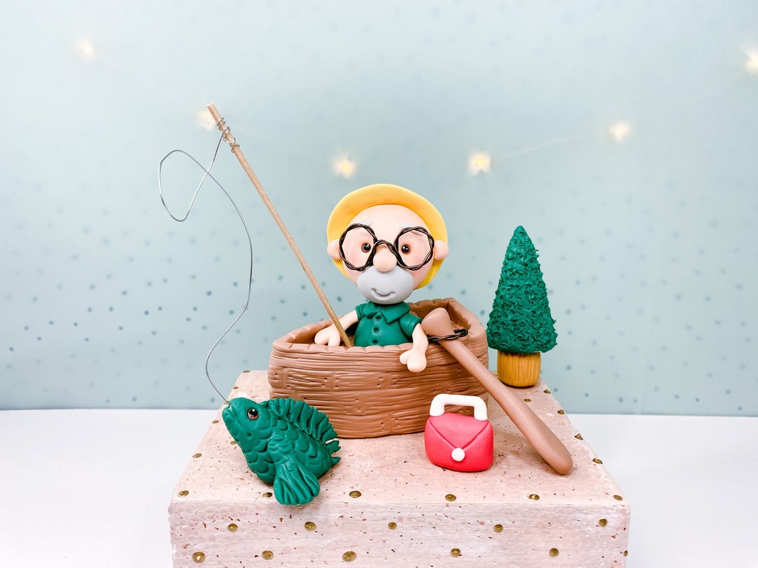Fisherman Cake Topper Fishing Cake Topper Fishing Pole Cake - Etsy