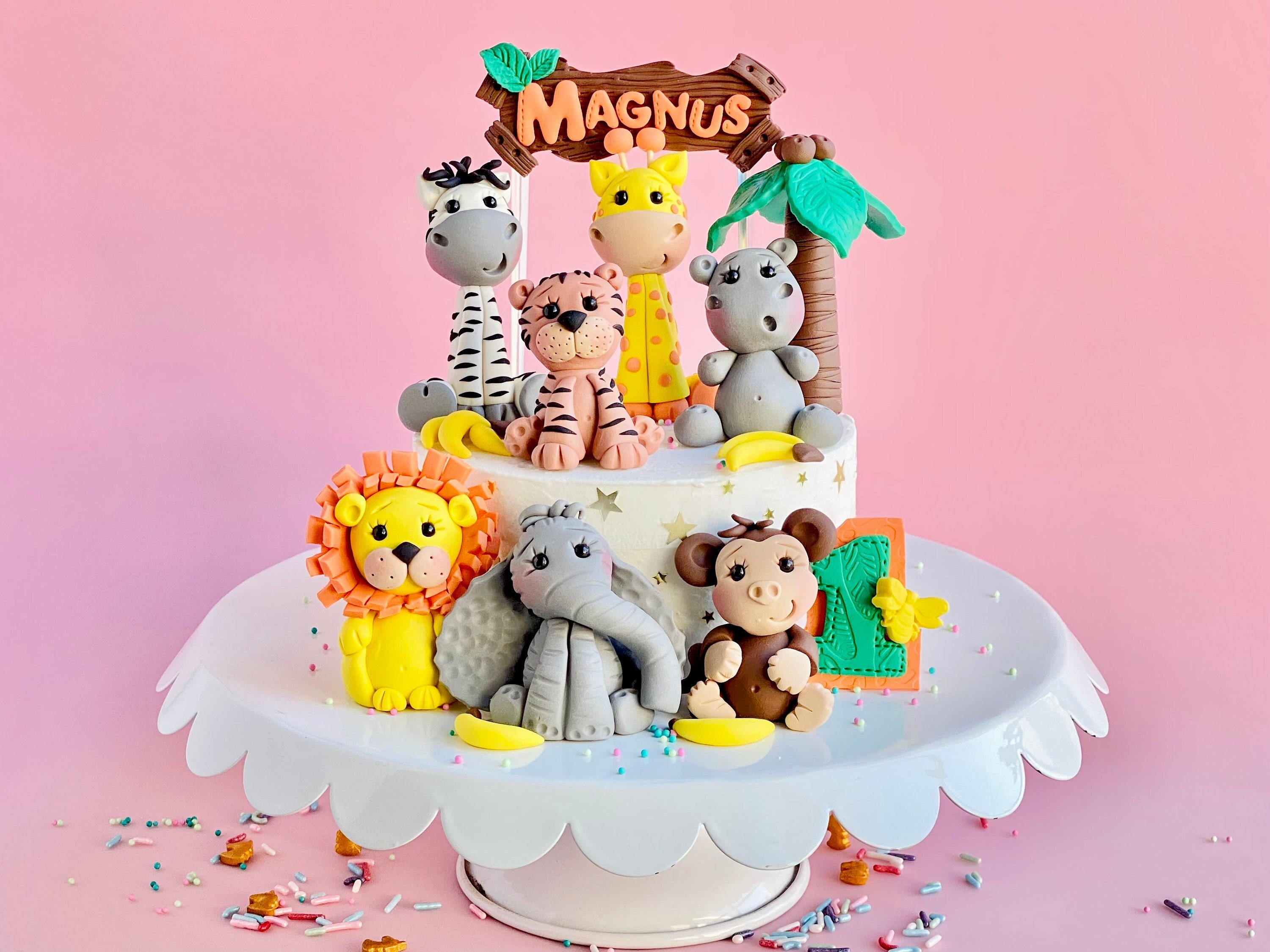 Jungle Cake Topper, Safari Cake Topper, Safari Animals Cake Topper, W…