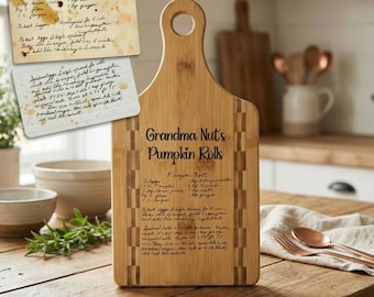 Personalized Recipe Bamboo Cutting Board: Handwritten Family Keepsake
