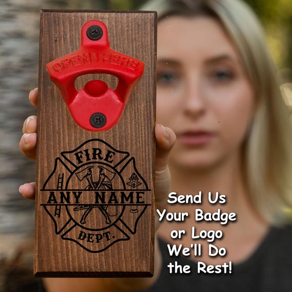 Personalized Firefighter Bottle Opener: Custom Fireman Gift