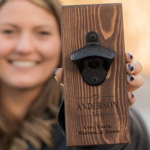Custom Family Gift Ideas Wall Mounted Bottle Opener Gift For Husband Personalized Wall Mount Bottle Opener
